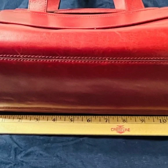 Brooks Brothers Red Leather Woman Doble Handle Tote - Picture 7 of 9